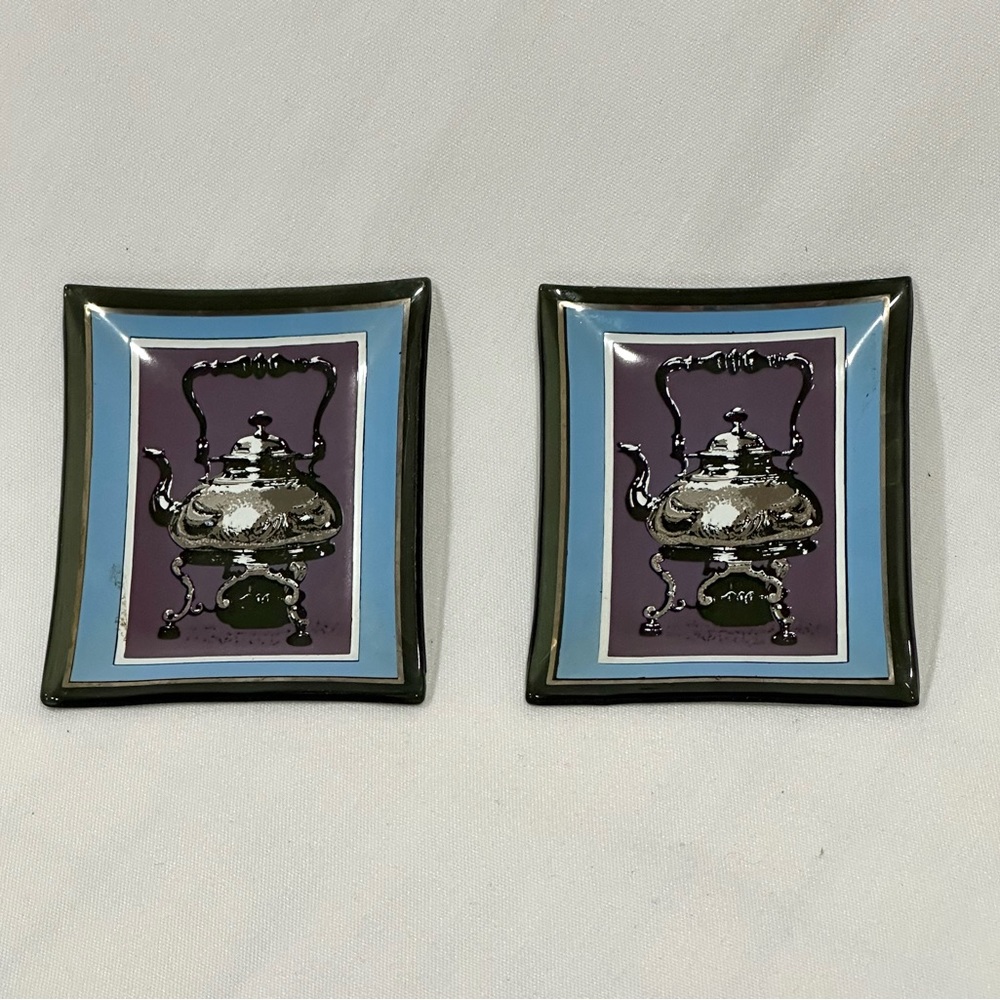 Vintage set of 2 MCM Houze Art Glass ashtray/ trinket dishes